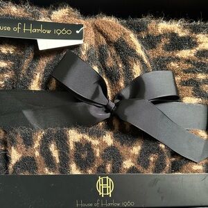 House of Harlow 1960 Leopard Print Scarf & Hat Set